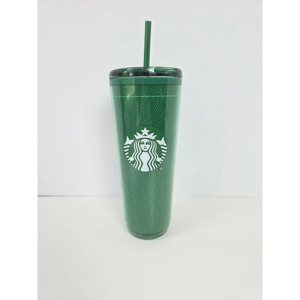 Starbucks travel tumbler plastic cup 24oz green apron employee 2024‎